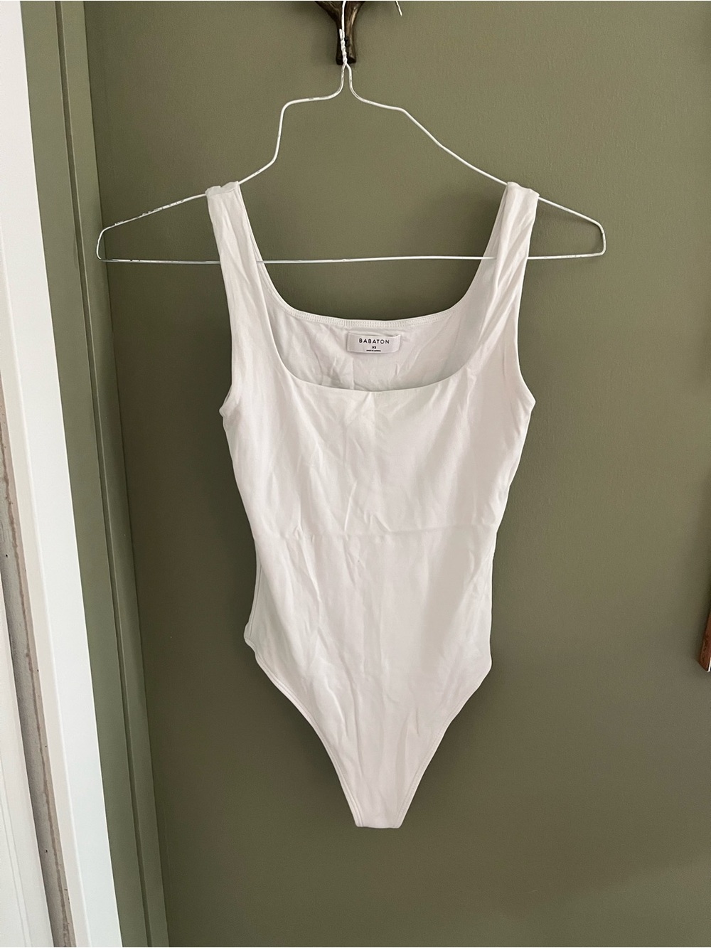 Aritzia Babaton White Onesie Bodysuit with Square Neck